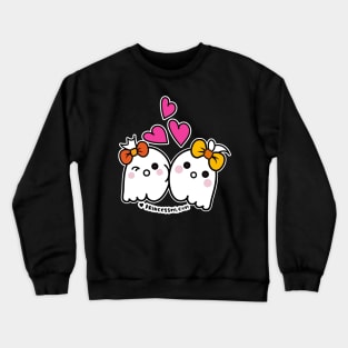 kawaii two ghosts cute spooky ghost illustration, happy halloween Crewneck Sweatshirt